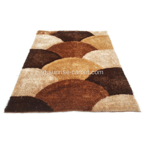 100% Polyester Silk Shaggy Carpet dengan pola 1200D